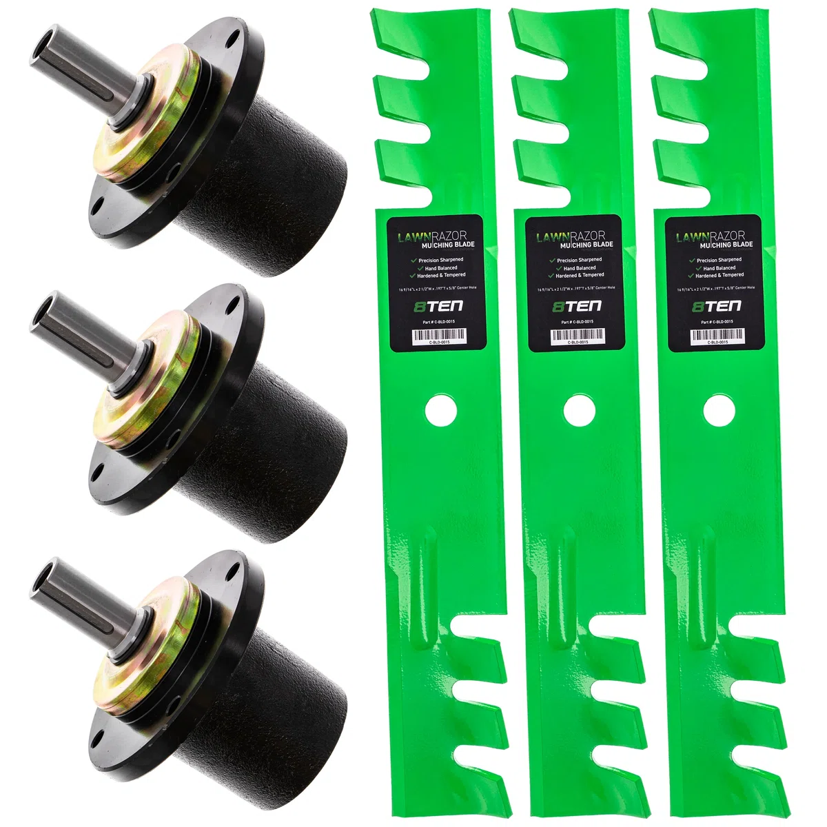 Deck Spindles & Mulching Blades Kit For Gravely Toro Great Dane MK1002161