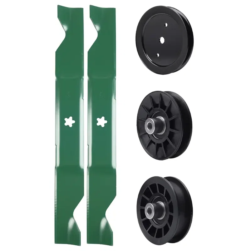 UDC Parts Mower Kit / Pulley 195945 + Pulley 532194326 + Pulley 532194327 + 2 Pack Blades 405380 / Fits Husqvarna 2146XLS 2246LS 2346XLS TS146TXD TS146XD TS146XK TS146XKD TS246 TS346 YT46LS YTA1946