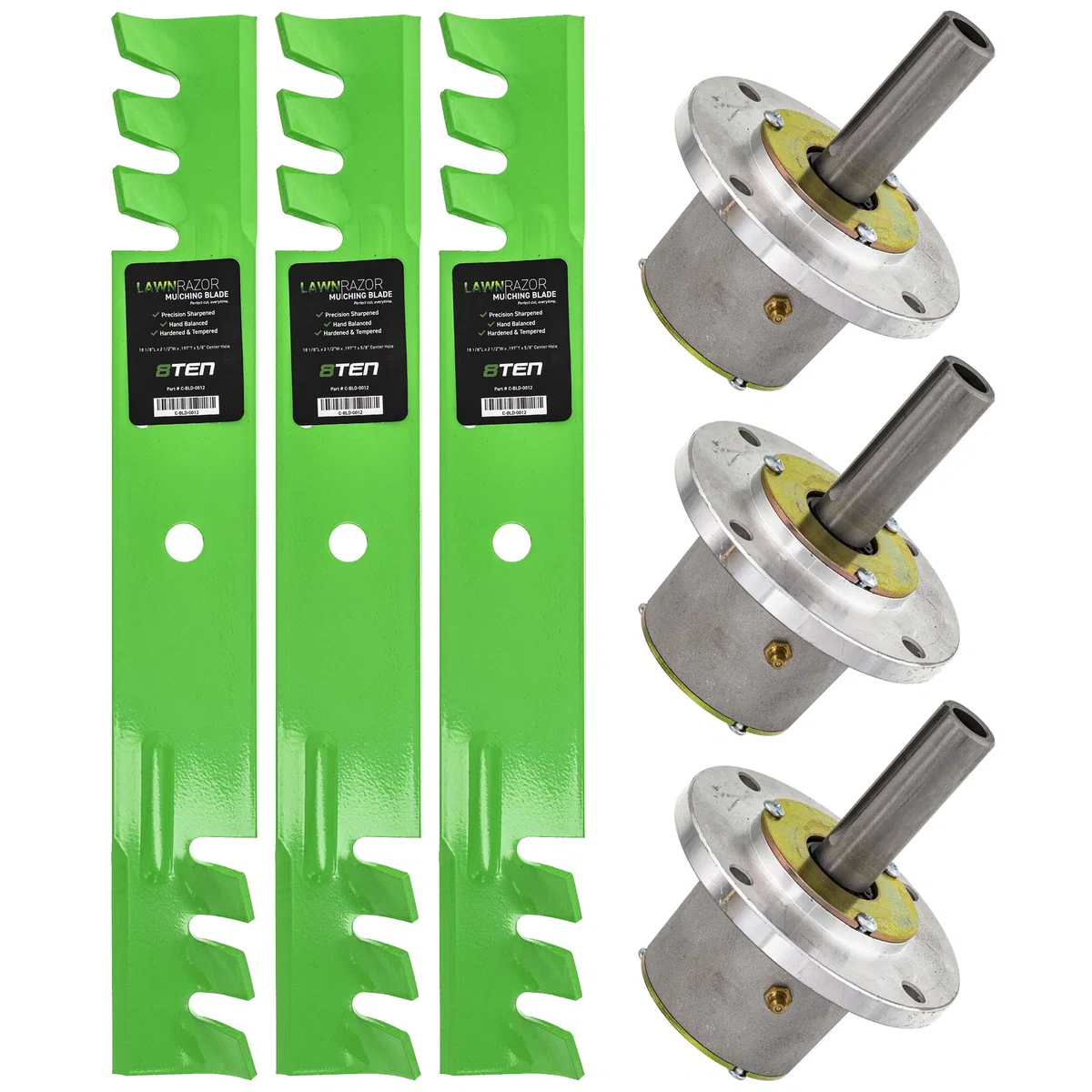 Deck Spindles & Mulching Blades Kit For John Deere MK1002084
