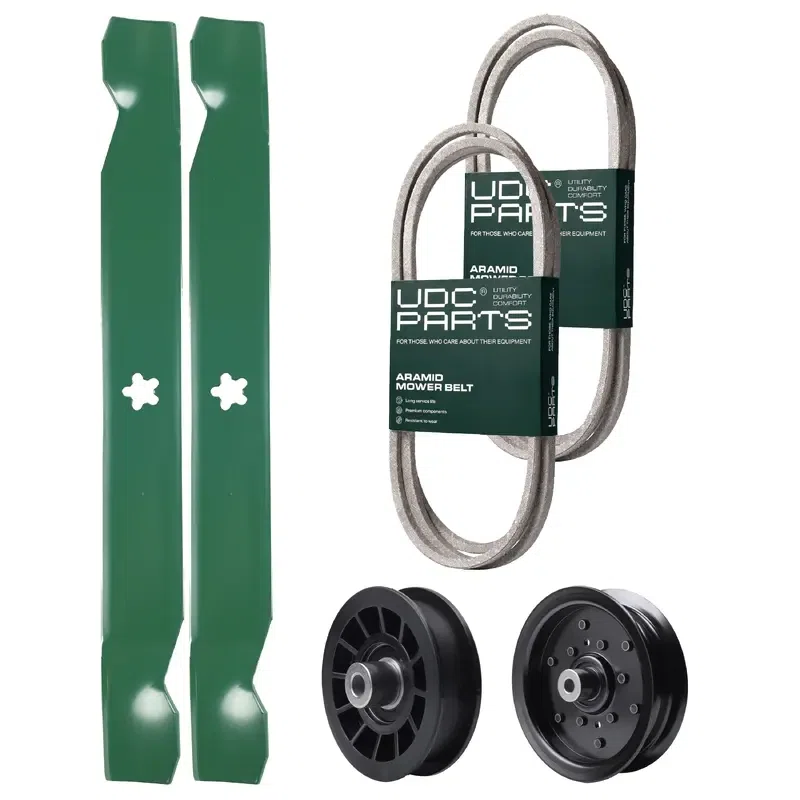UDC Parts Mower Kit / Belt 194346 + Belt 197253 + Pulley 532196106 + Pulley 532194327 + 2 Pack Blades 138971 / Fits Poulan Pro PP155G42