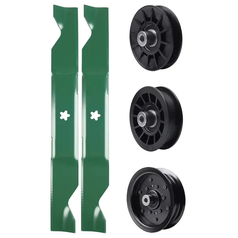 UDC Parts Mower Kit / Pulley 532194326 + Pulley 532196106 + Pulley 532194327 + 2 Pack Blades 405380 / Fits Poulan Pro PB185A46LT PB18VA46 PB19546LT PB20A46 PB20A46YT PB20H46LT PB20H46YT PB20VA46