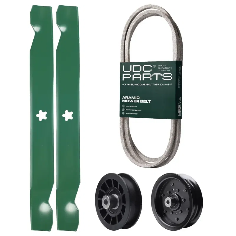 UDC Parts Mower Kit / Belt 197253 + Pulley 532196106 + Pulley 532194327 + 2 Pack Blades 138971 / Fits Statesman SO20H42YT
