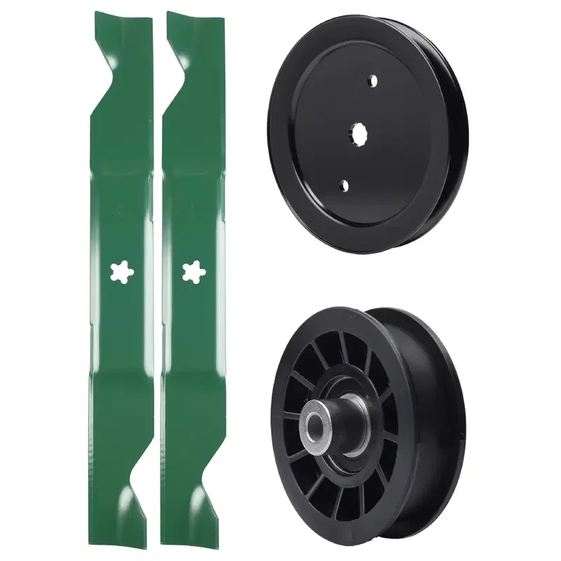 UDC Parts Mower Kit / Pulley 195945 + Pulley 532194327 + 2 Pack Blades 405380 / Fits RedMax YT1846 YT2246