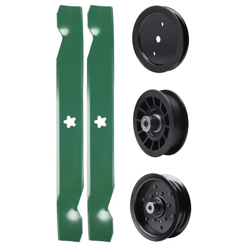 UDC Parts Mower Kit / Pulley 195945 + Pulley 532196106 + Pulley 532194327 + 2 Pack Blades 138497 / Fits Jonsered LT2216 LT2216A2 LT2217A