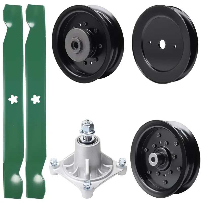 UDC Parts Mower Kit / Pulley 129861 + Pulley 532196106 + Pulley 532196104 + Spindle 532174356 + 2 Pack Blades 138971 / Fits Husqvarna RZ4619 RZ4620 RZ5422 RZ5424