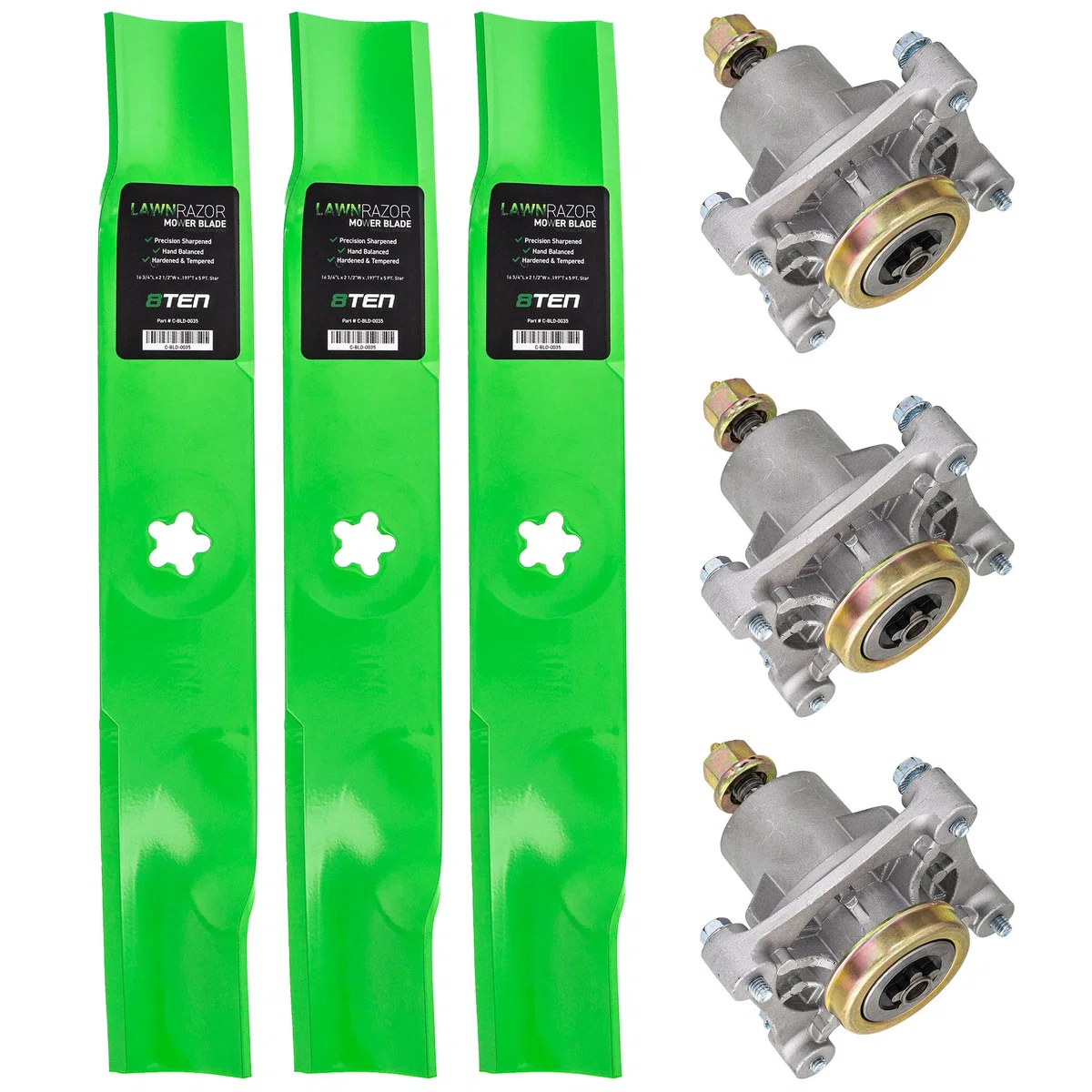 Deck Spindles & Mulching Blades Kit For Poulan Pro Husqvarna Statesman MK1002211