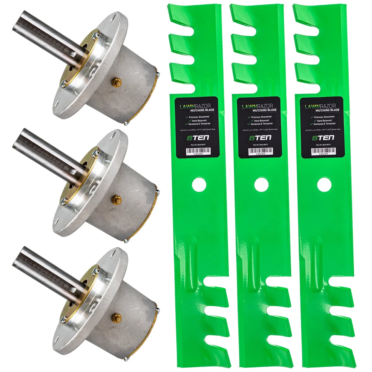 Deck Spindles & Mulching Blades Kit For John Deere MK1002154