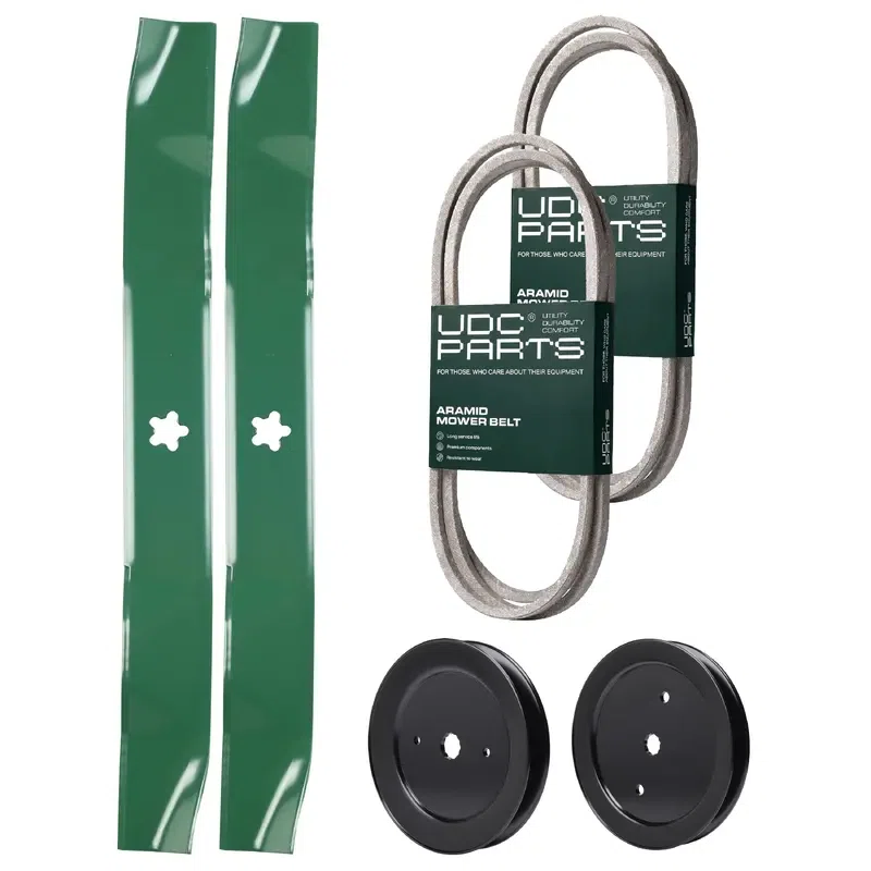 UDC Parts Mower Kit / Belt 140294 + Belt 144959 + Pulley 129861 + Pulley 195945 + 2 Pack Blades 134149 / Fits Husqvarna YTH1842