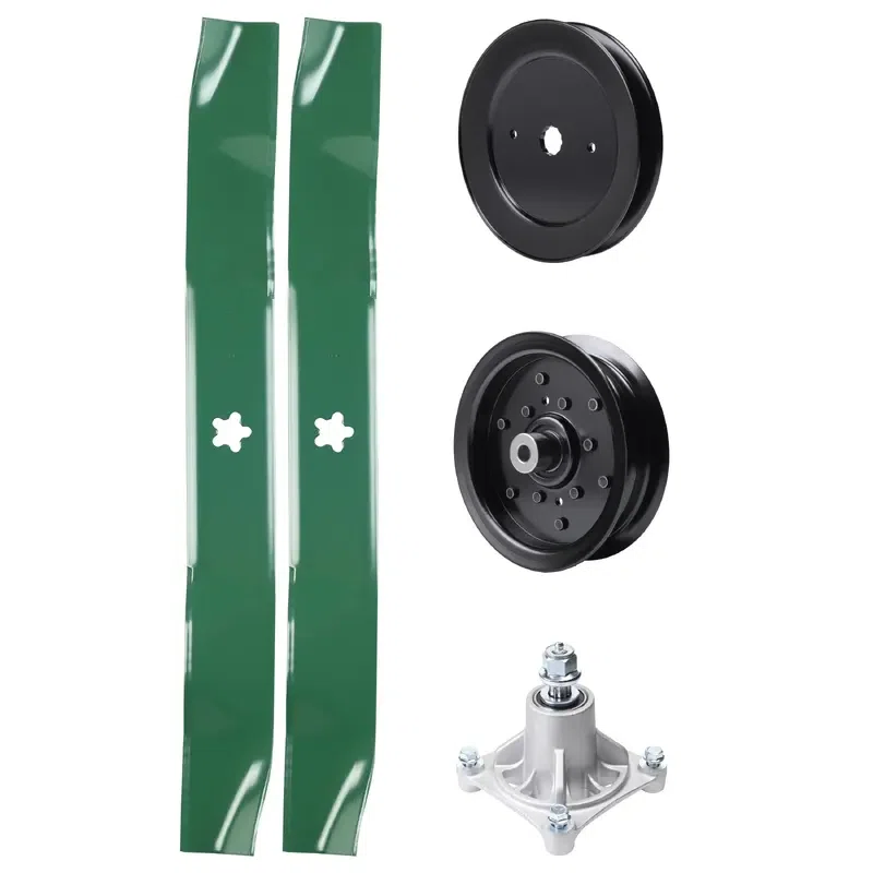 UDC Parts Mower Kit / Pulley 129861 + Pulley 532196106 + Spindle 532174356 + 2 Pack Blades 134149 / Fits Husqvarna RZ4219 RZ4619 RZ4620 RZ5422 RZ5424