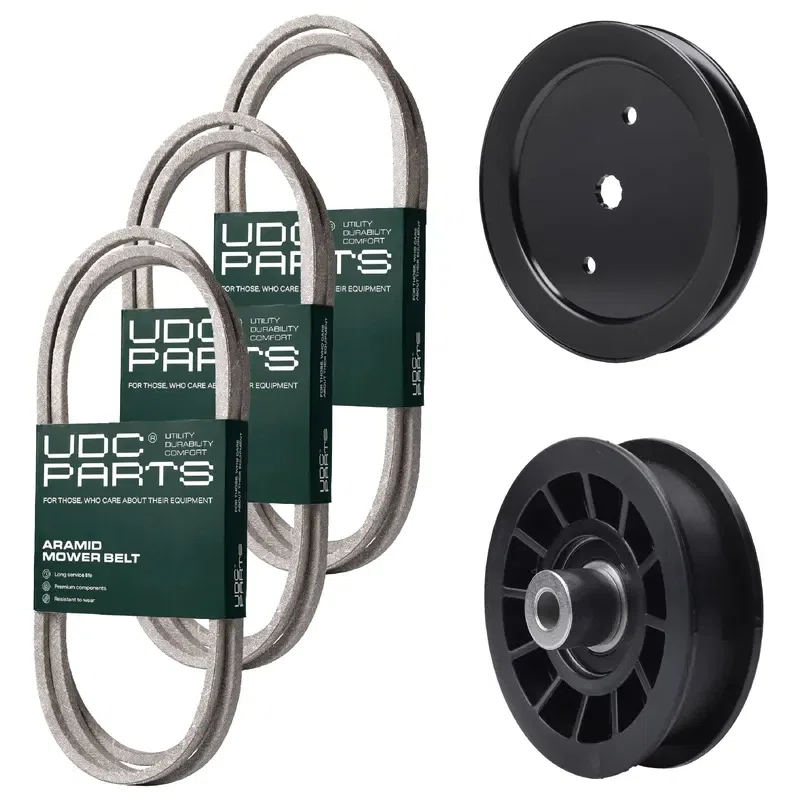 UDC Parts Mower Kit / Belt 130969 + Belt 140218 + Belt 405143 + Pulley 195945 + Pulley 532194327 / Fits Poulan Pro PB22H46YT
