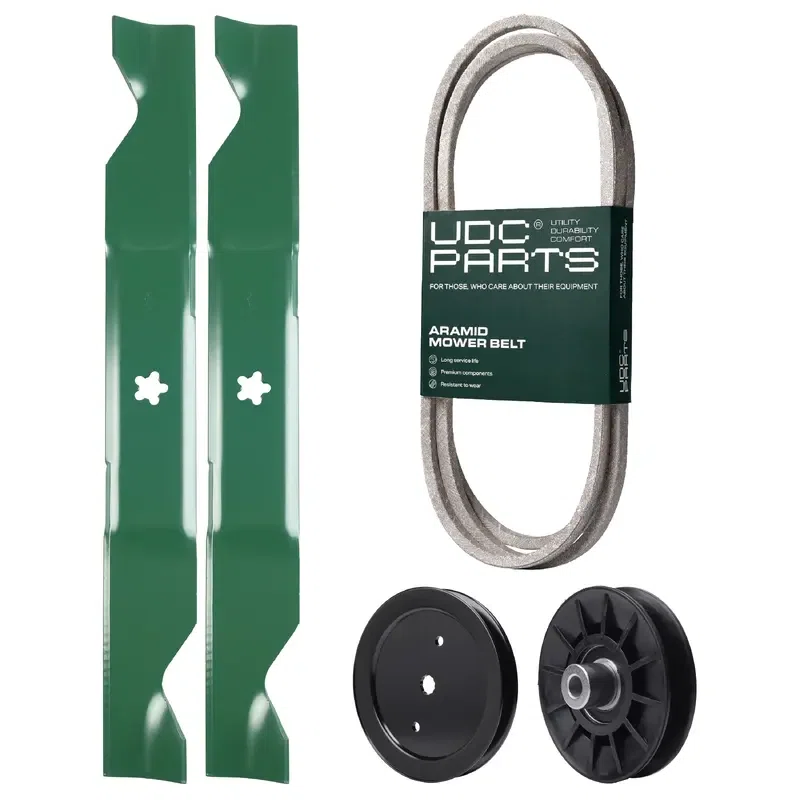 UDC Parts Mower Kit / Belt 130969 + Pulley 195945 + Pulley 532194326 + 2 Pack Blades 405380 / Fits Partner P185117H