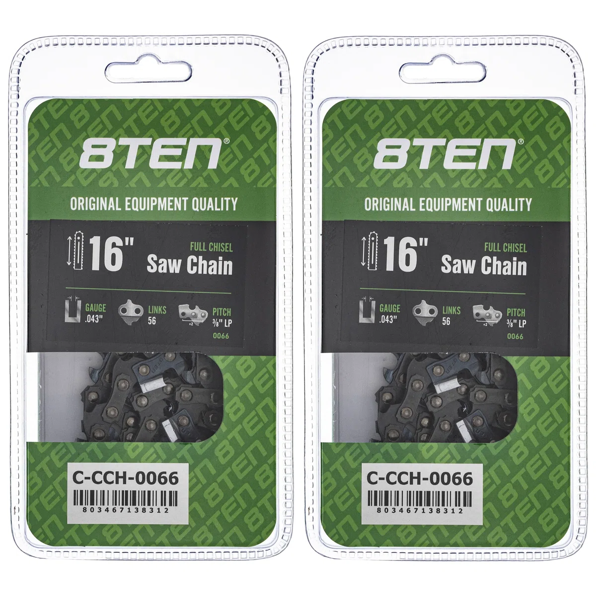 Chainsaw Chain 16 Inch .043 3/8 LP 56DL For Makita Greenworks 90PX056G 90PX56CQ H3856 61PMM356E | 2-PACK