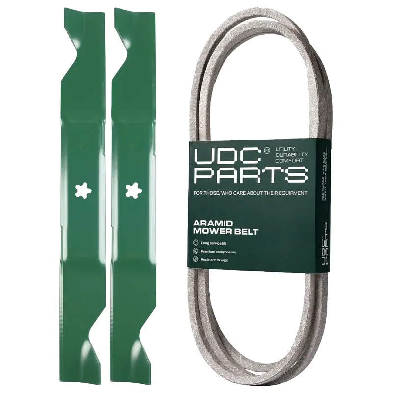 UDC Parts Mower Kit / Belt 138255 + 2 Pack Blades 405380 / Fits Husqvarna LT1597