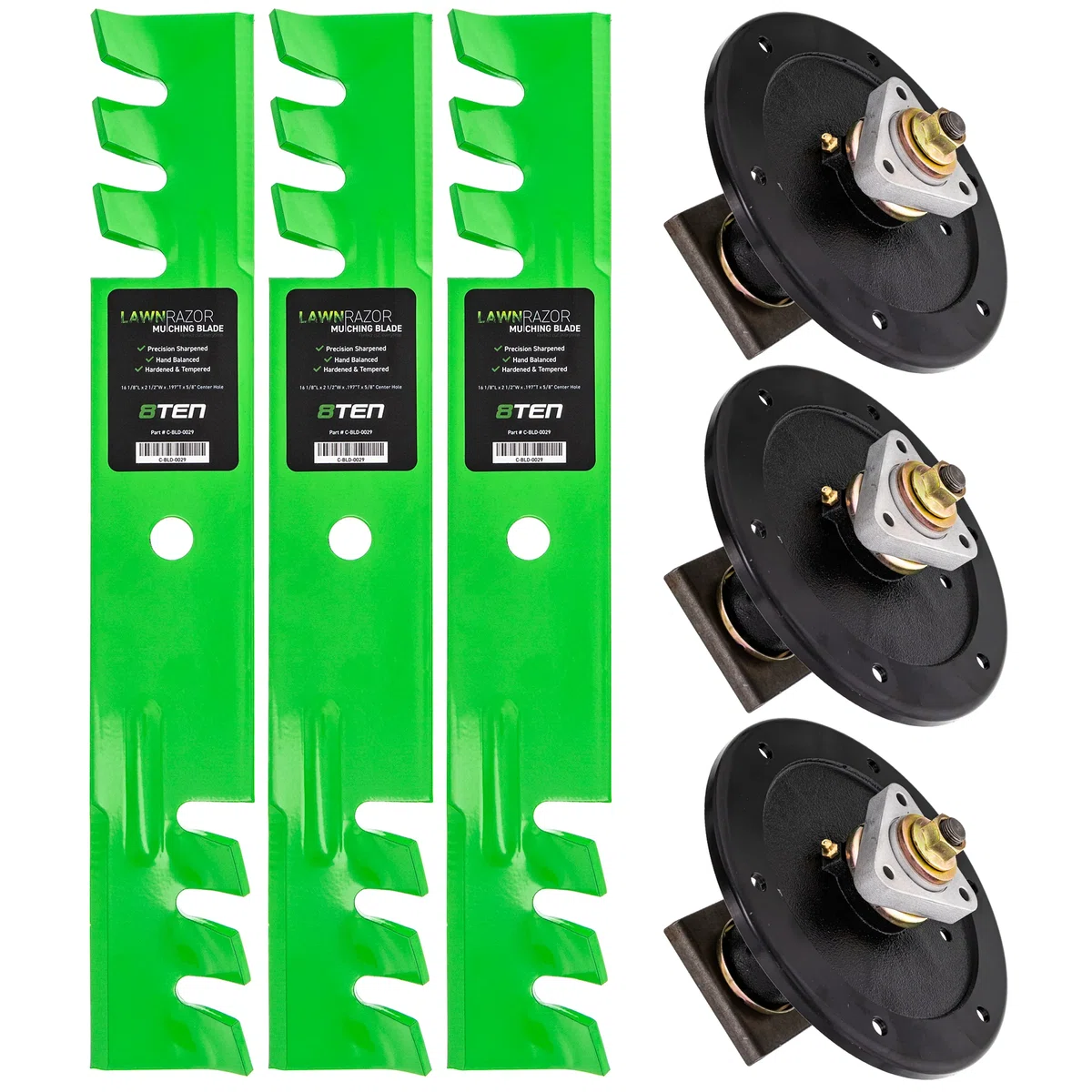 Deck Spindles & Mulching Blades Kit For Toro MK1014628