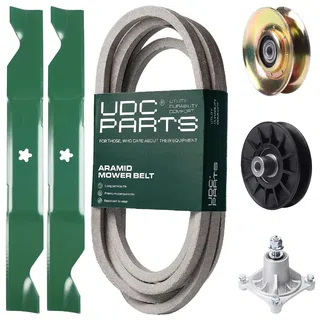 UDC Parts Mower Kit / Belt 539117245 + Pulley 127783 + Pulley 532194326 + Spindle 532174356 + 2 Pack Blades 405380 / Fits Husqvarna LT1597