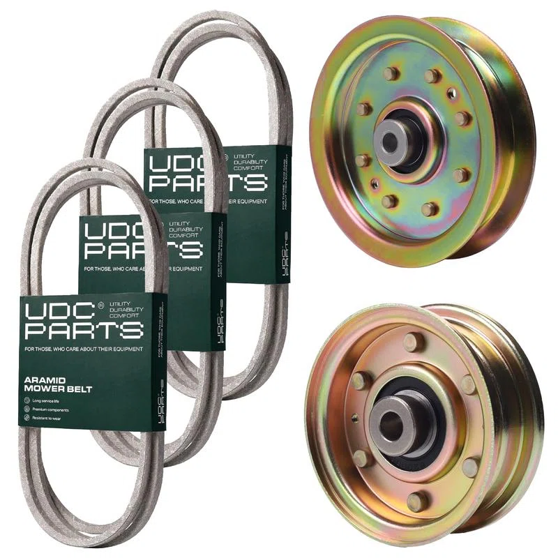 UDC Parts Mower Kit / Belt 754-04045 + Belt 754-04060 + Belt 754-0497 + Pulley 756-04224 + Pulley 956-04129 / Fits Troy-Bilt Bronco Super Bronco
