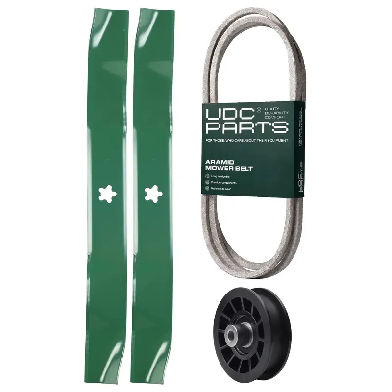 UDC Parts Mower Kit / Belt 140218 + Pulley 532194327 + 2 Pack Blades 134149 / Fits Husqvarna LTH171