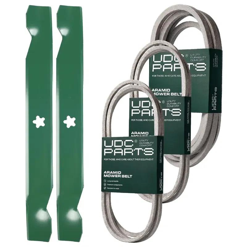 UDC Parts Mower Kit / Belt 138255 + Belt 194346 + Belt 539117245 + 2 Pack Blades 138497 / Fits Husqvarna LT1597