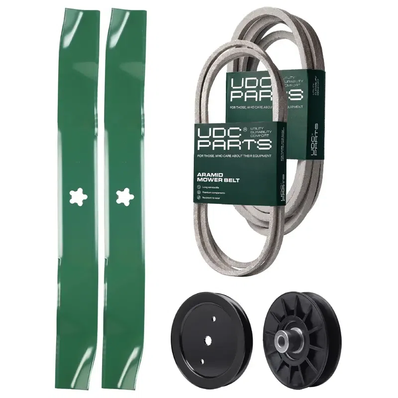 UDC Parts Mower Kit / Belt 197242 + Belt 405143 + Pulley 195945 + Pulley 532194326 + 2 Pack Blades 134149 / Fits Jonsered LT2223A2