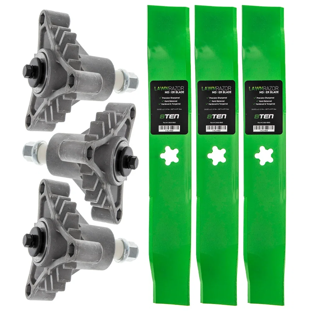 Deck Spindles & Mulching Blades Kit For AYP Poulan Pro Husqvarna MK1002225