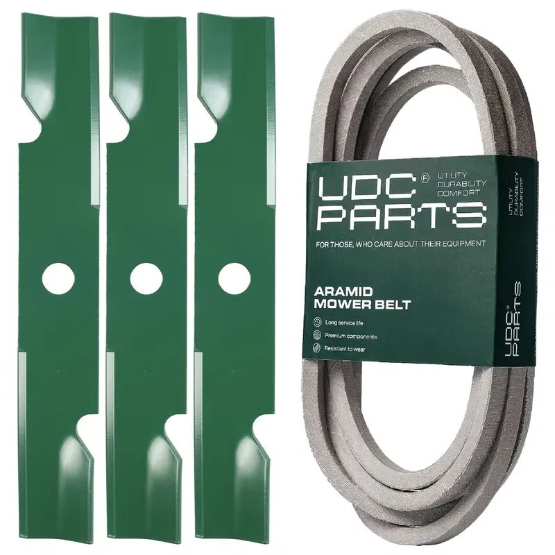 UDC Parts Mower Kit / Belt 109-8073 + 3 Pack Blades 103-6401 / Fits Exmark Lazer Z Air Cooled 72 Lazer Z AS Next Lazer Advantage Series-X Next Lazer Z Air Cooled