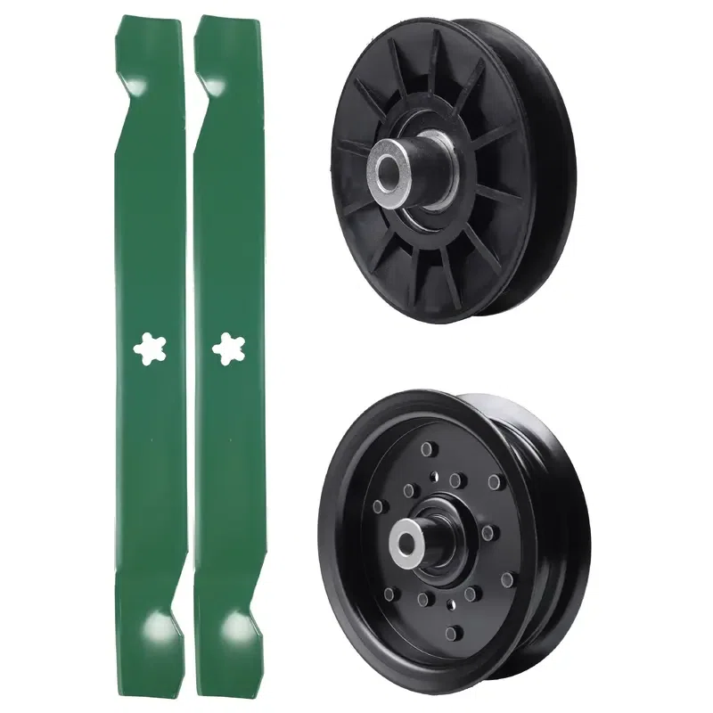 UDC Parts Mower Kit / Pulley 532194326 + Pulley 532196106 + 2 Pack Blades 138971 / Fits Poulan C20H42YT PO175A42LT XT195H42LT