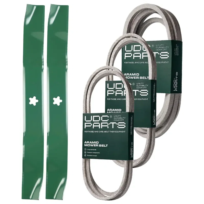 UDC Parts Mower Kit / Belt 140294 + Belt 144959 + Belt 539109243 + 2 Pack Blades 134149 / Fits Husqvarna LTH1542
