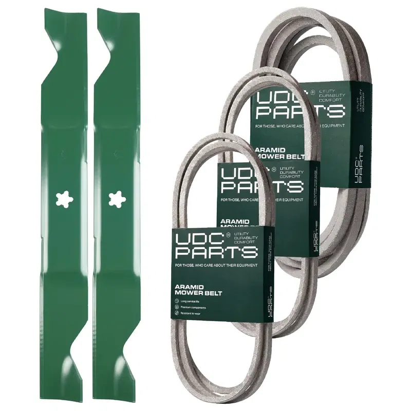 UDC Parts Mower Kit / Belt 140218 + Belt 197242 + Belt 405143 + 2 Pack Blades 405380 / Fits Jonsered LT2223A2