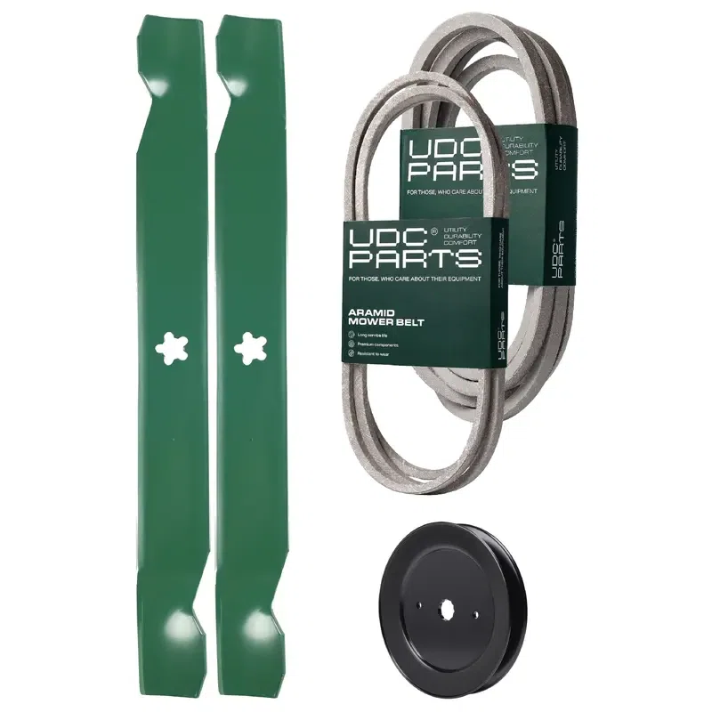 UDC Parts Mower Kit / Belt 144959 + Belt 539109243 + Pulley 129861 + 2 Pack Blades 138971 / Fits Husqvarna LTH1542