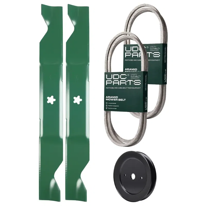 UDC Parts Mower Kit / Belt 130969 + Belt 140294 + Pulley 129861 + 2 Pack Blades 405380 / Fits Husqvarna YTH200