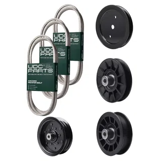 UDC Parts Mower Kit / Belt 130969 + Belt 138255 + Belt 140218 + Pulley 195945 + Pulley 532194326 + Pulley 532196106 + Pulley 532194327 / Fits Jonsered LT2217A