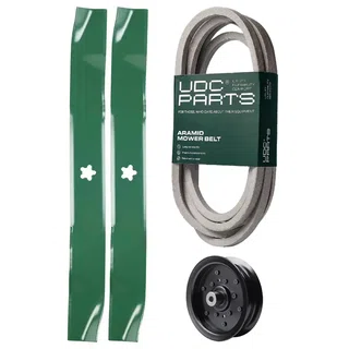 UDC Parts Mower Kit / Belt 539117245 + Pulley 532196106 + 2 Pack Blades 134149 / Fits Husqvarna RZ4219 RZ4619 RZ4620 RZ5422 RZ5424
