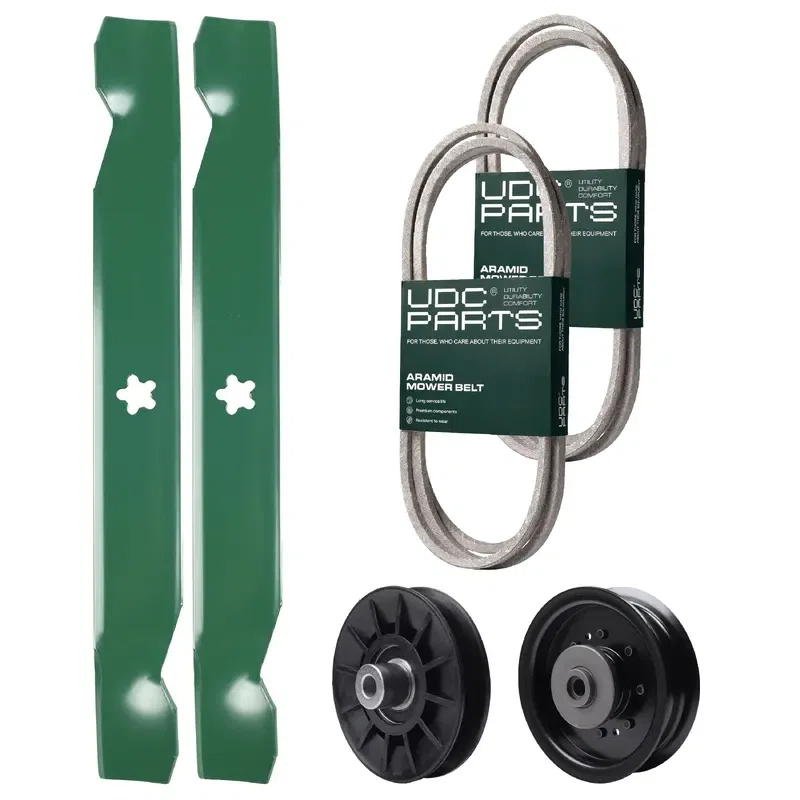 UDC Parts Mower Kit / Belt 138255 + Belt 194346 + Pulley 532194326 + Pulley 532196104 + 2 Pack Blades 138497 / Fits Husqvarna LT1597