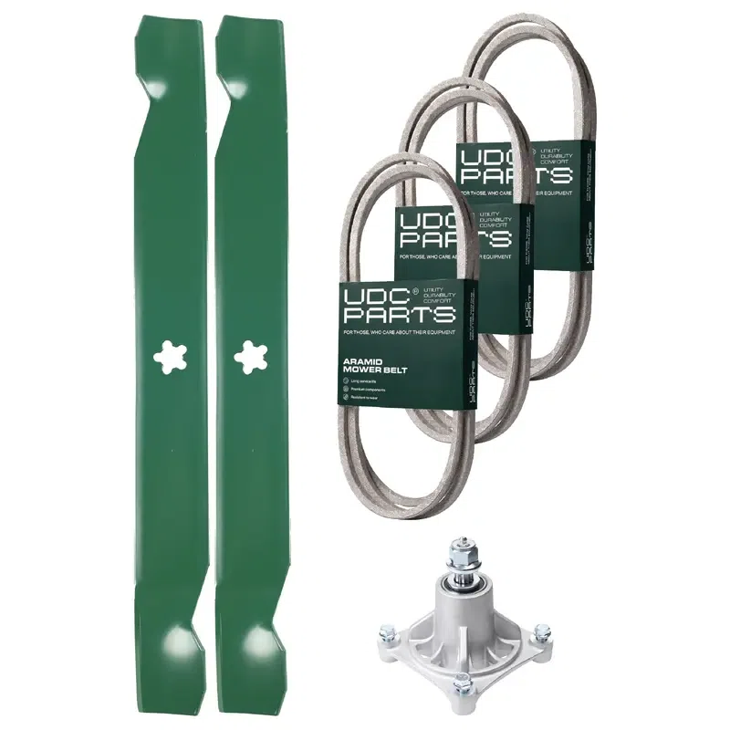 UDC Parts Mower Kit / Belt 194346 + Belt 138255 + Belt 197253 + Pulley 532194326 + 2 Pack Blades 138971 / Fits Jonsered LT2216