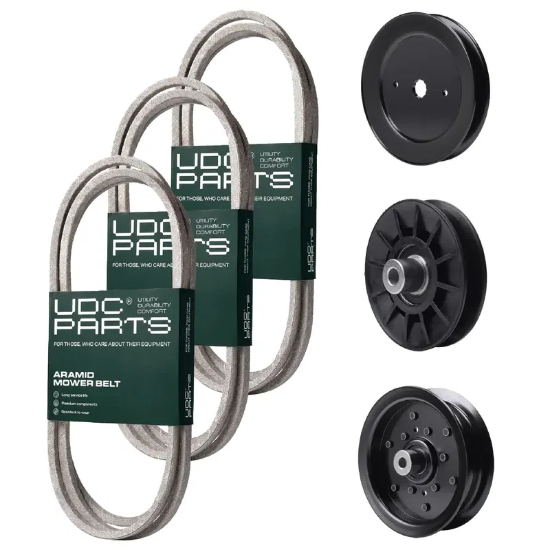 UDC Parts Mower Kit / Belt 130969 + Belt 140218 + Belt 144959 + Pulley 129861 + Pulley 532194326 + Pulley 532196106 / Fits Husqvarna LOYTH20F42T YTH20F42T YTH2242T