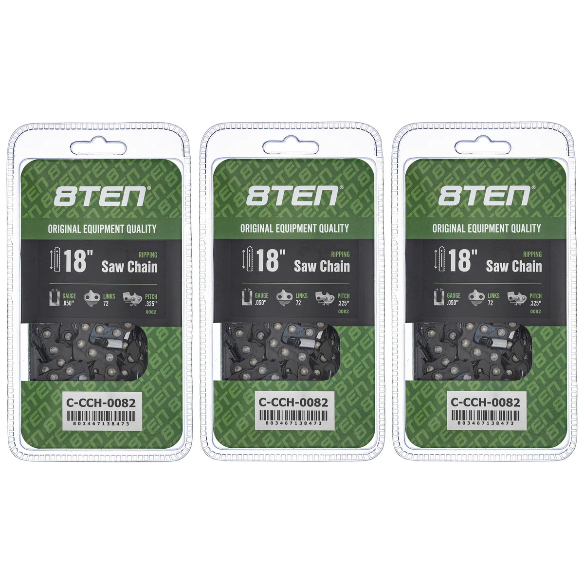 Chainsaw Chain 18 Inch .050 .325 72DL For Dolmar Makita Echo 501840672 581643672 591095772 20BPX072G | 3-PACK