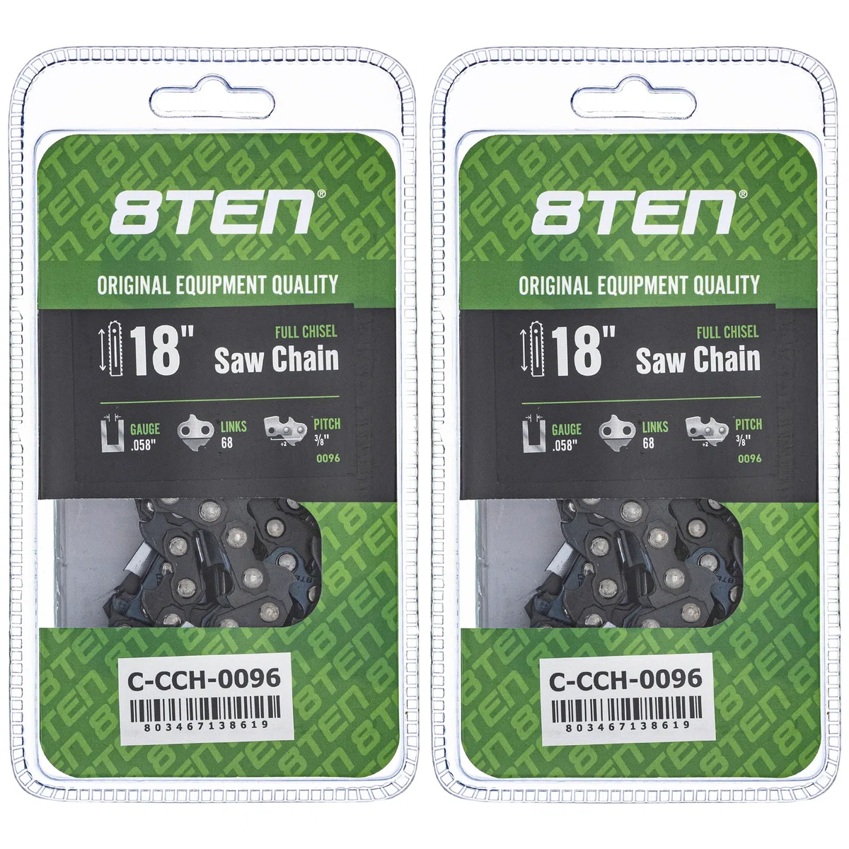 Chainsaw Chain 18 Inch .058 3/8 68DL For Partner Solo Homelite 73EXL068G 73LGX068G 591143468 | 2-PACK