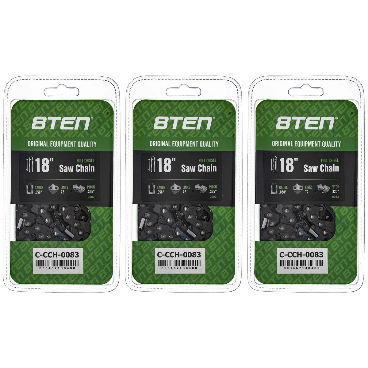 Chainsaw Chain 18 Inch .058 .325 72DL For Solo Makita Homelite 21LPX072G 25RS372E 501840472 | 3-PACK