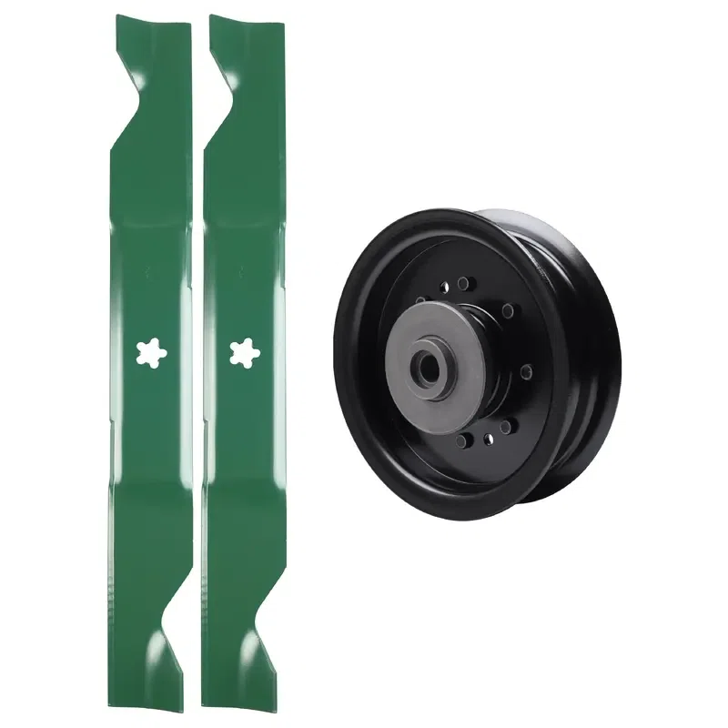 UDC Parts Mower Kit / Pulley 532196104 + 2 Pack Blades 405380 / Fits Poulan Pro 461ZX PP46SZ PPX46Z PX46Z