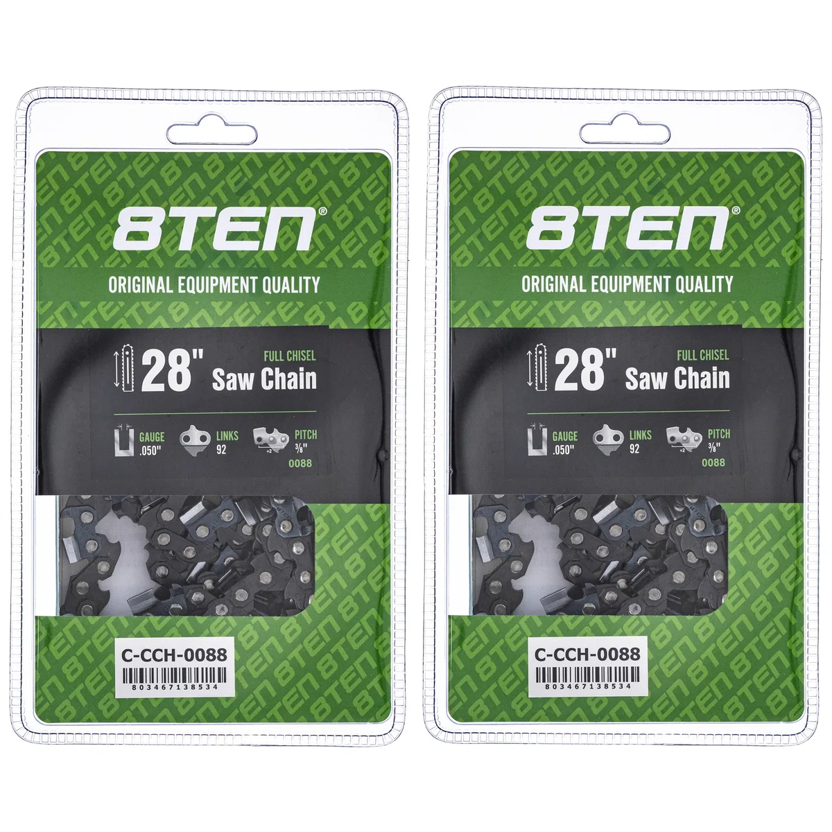 Full Chisel Chainsaw Chain 28 Inch .050 3/8 92DL for McCulloch 2 Pack