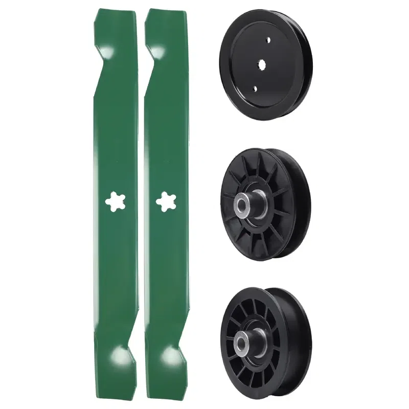 UDC Parts Mower Kit / Pulley 195945 + Pulley 532194326 + Pulley 532194327 + 2 Pack Blades 138497 / Fits Jonsered LT2216 LT2216A2 LT2217A