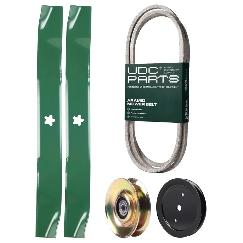 UDC Parts Mower Kit / Belt 140218 + Pulley 127783 + Pulley 195945 + 2 Pack Blades 134149 / Fits Poulan Pro PK20H42YT