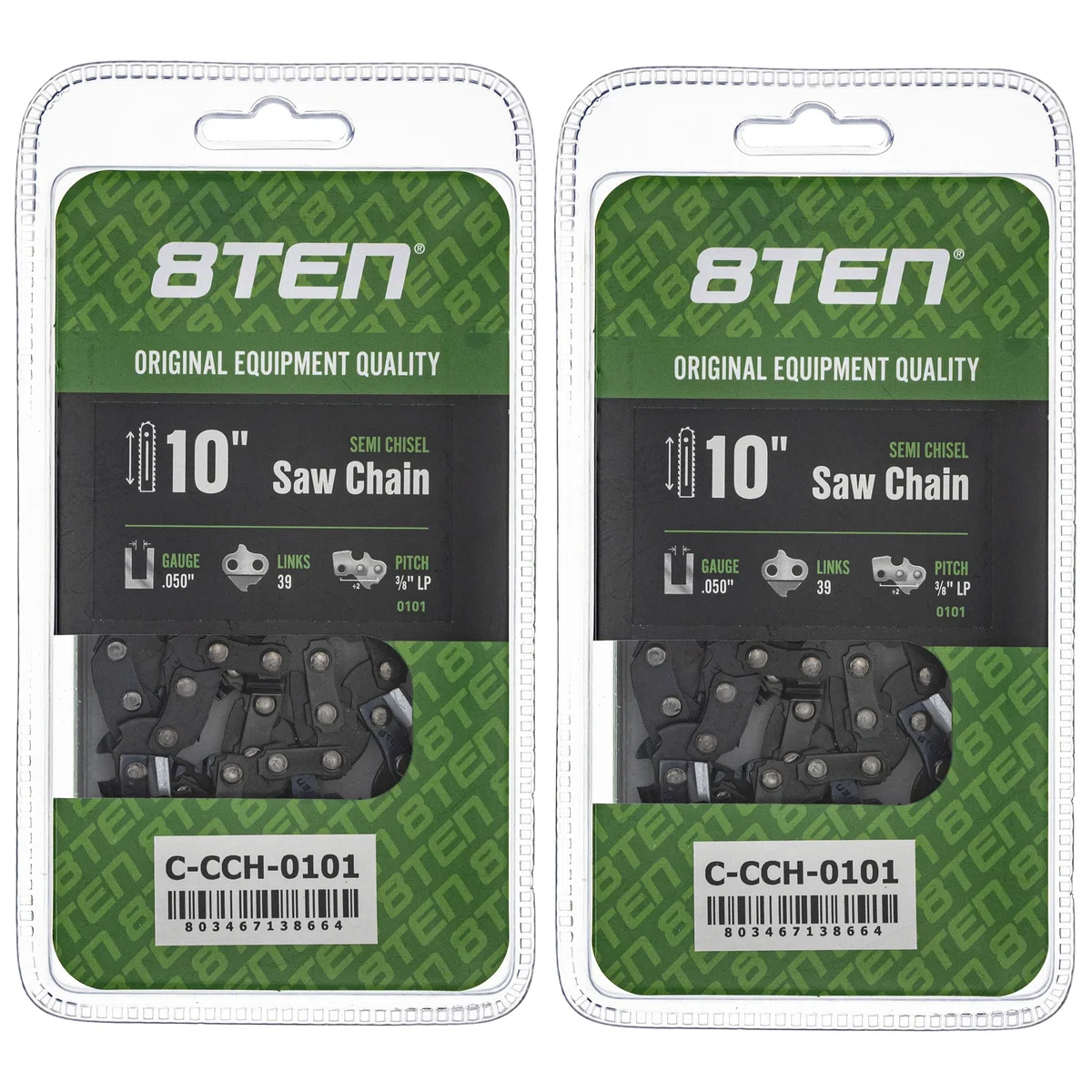 Chainsaw Chain 10 Inch .050 3/8 LP 39DL For Echo Mastercraft Makita 91VXL039G 91VXL39CQ 63PD339 | 2-PACK