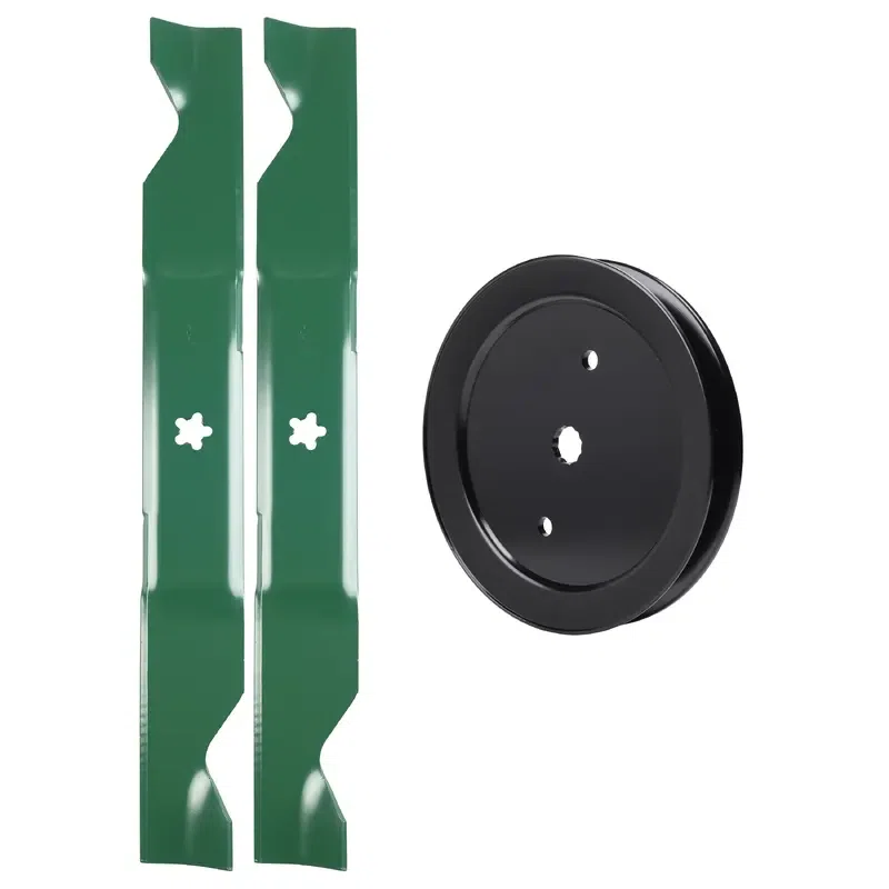 UDC Parts Mower Kit / Pulley 195945 + 2 Pack Blades 405380 / Fits RedMax YT1846 YT2246