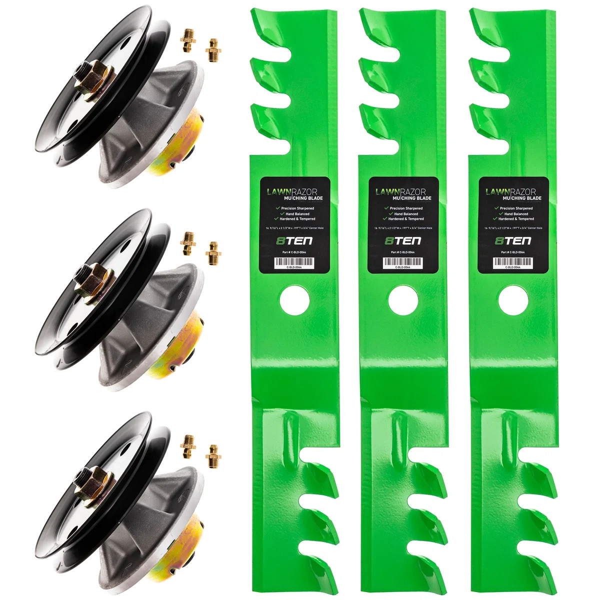 Deck Spindles & Mulching Blades Kit For John Deere Sabre Scotts MK1002228