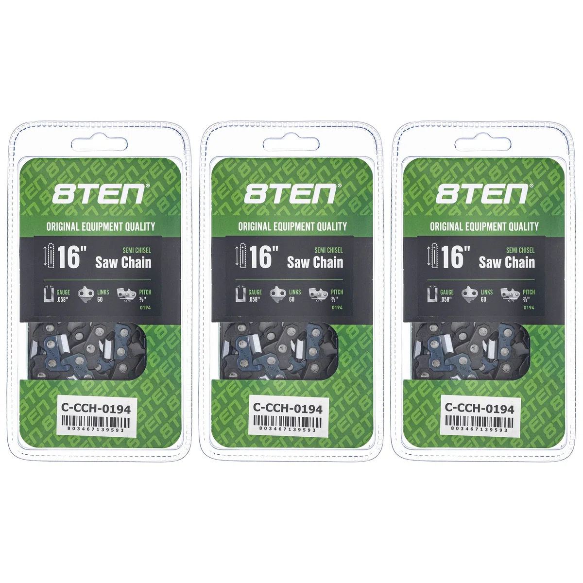 Chainsaw Chain 16 Inch .058 3/8 60DL For Pioneer Makita 73LPX060G 501842860 581626960 73EXL060G P60 | 3-PACK