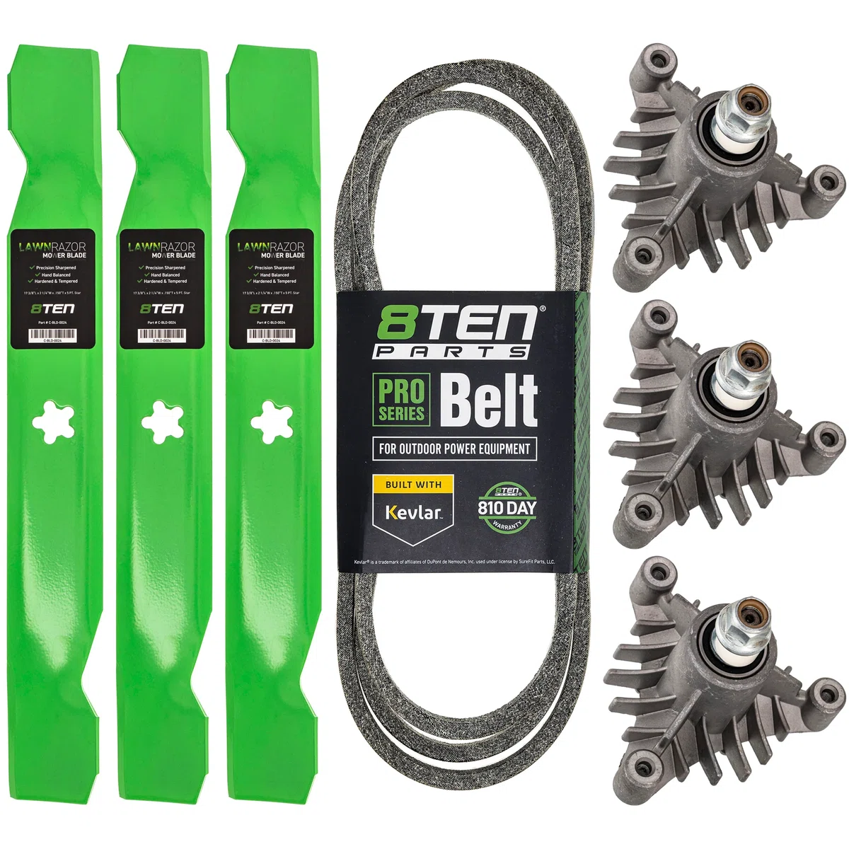 Deck Spindles, Blades, & Belt Kit For AYP Poulan Pro Husqvarna MK1001840