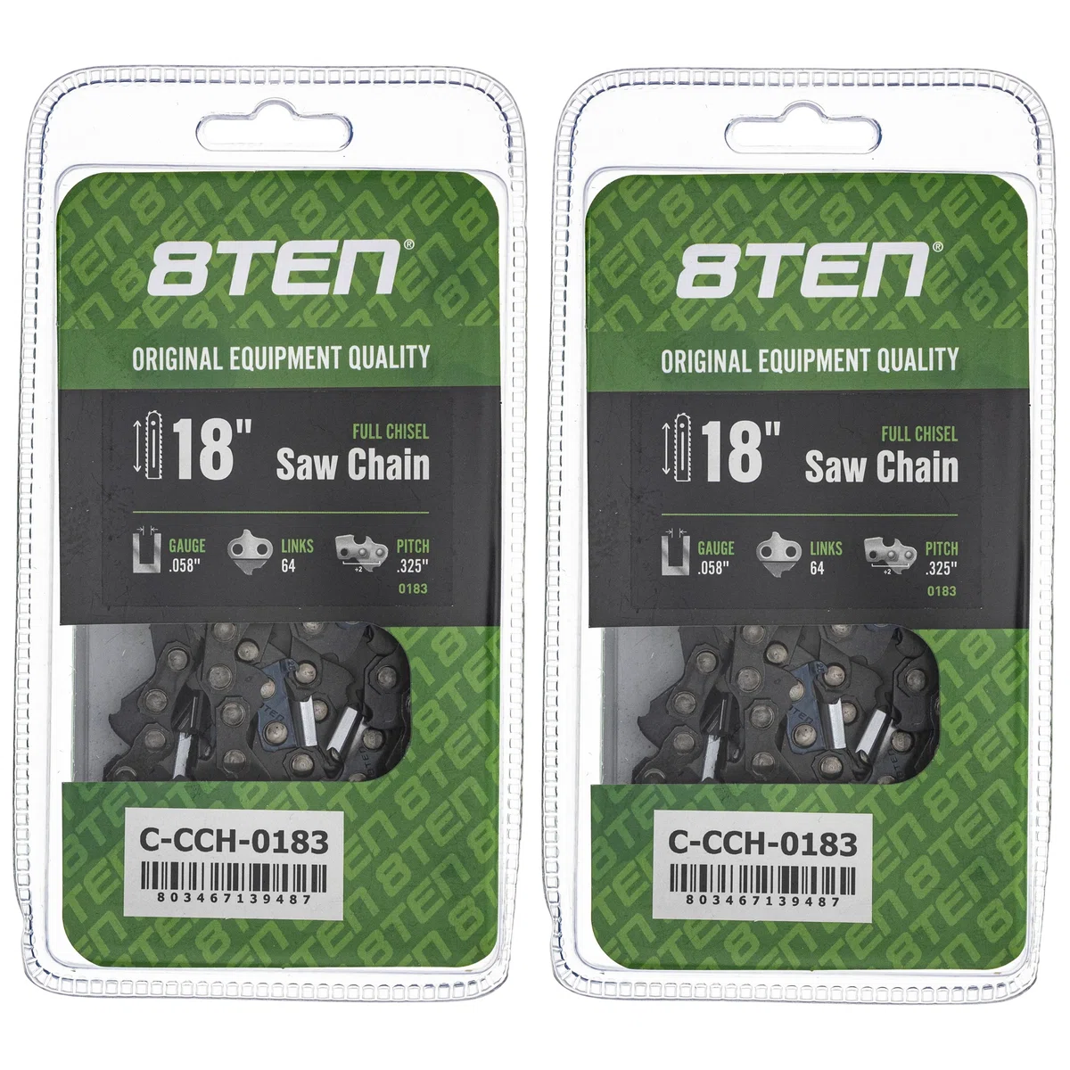 Chainsaw Chain 18 Inch .058 .325 64DL For Makita Dolmar 21BPX064G 501840464 25RM364E | 2-PACK