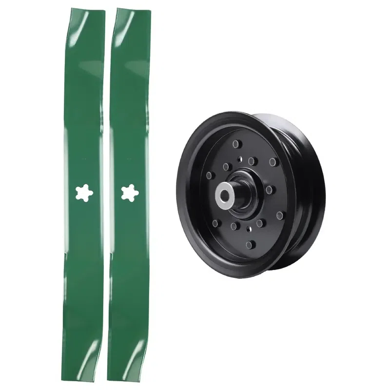 UDC Parts Mower Kit / Pulley 532196106 + 2 Pack Blades 134149 / Fits Poulan Pro PB145G42 PB15542LT PB175A42LT PB175A46 PB175G42 PB185A42 PB195A46LT PB195H42LT PB195H42LTX PB19H42YT PB2042YT PB20A42LT