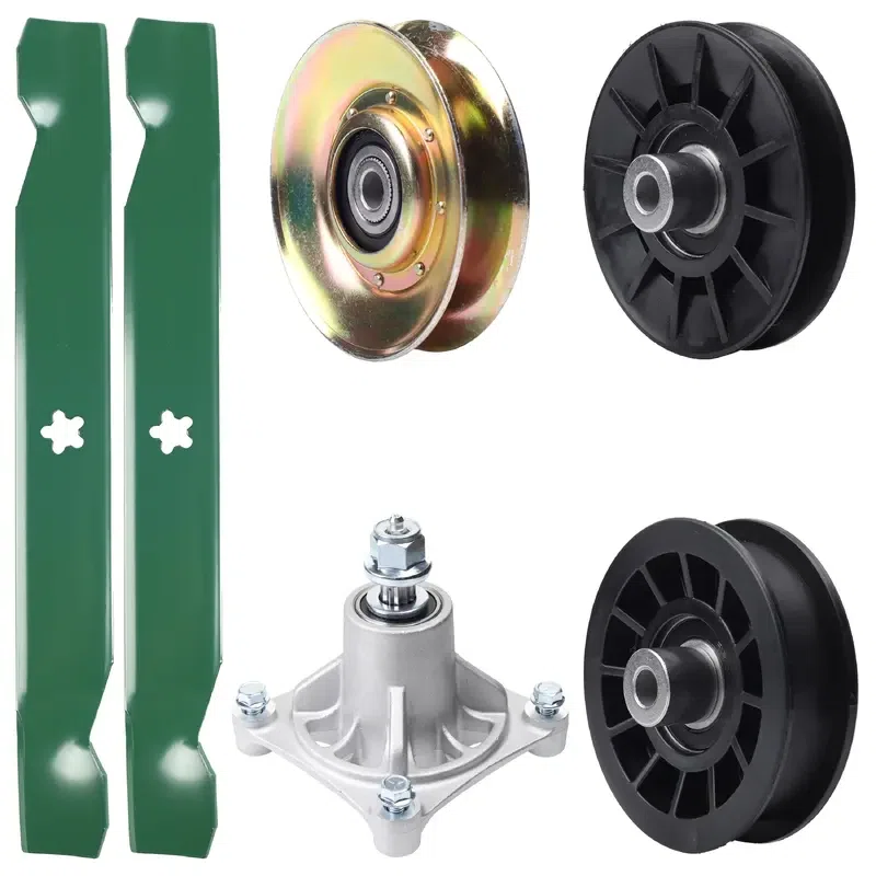 UDC Parts Mower Kit / Pulley 127783 + Pulley 532194326 + Pulley 532194327 + Spindle 532174356 + 2 Pack Blades 138497 / Fits Husqvarna LT1597